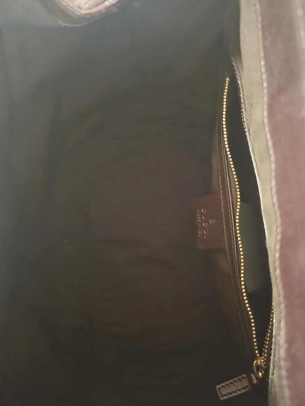 Gucci Dark Brown Embossed Leather Satchel with Gold Chain Detail